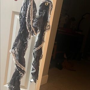 Chic Black and White Lace Scarf